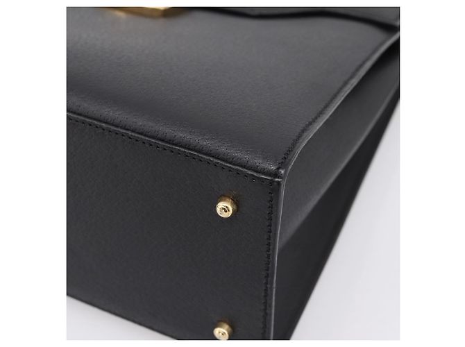 GUCCI Hand Bag Leather 2way Black Gold Tone Auth ep15699V - view 12