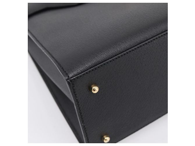 GUCCI Hand Bag Leather 2way Black Gold Tone Auth ep15699V - view 13