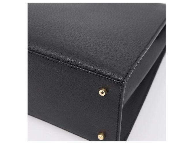 GUCCI Hand Bag Leather 2way Black Gold Tone Auth ep15699V - view 14