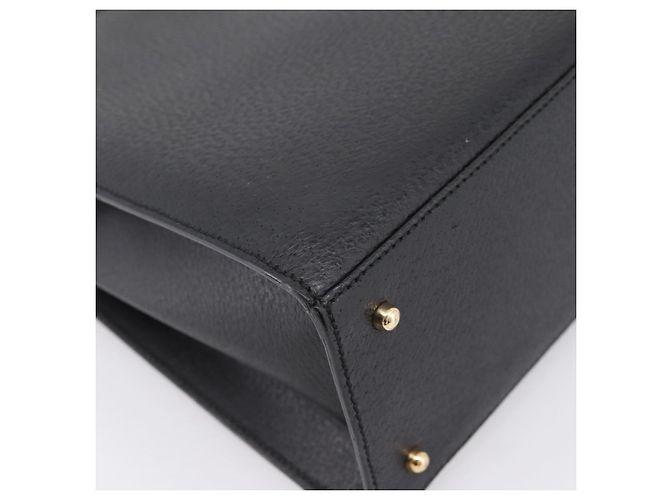 GUCCI Hand Bag Leather 2way Black Gold Tone Auth ep15699V - view 15