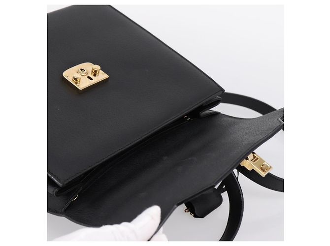 GUCCI Hand Bag Leather 2way Black Gold Tone Auth ep15699V - view 17