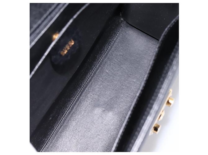 GUCCI Hand Bag Leather 2way Black Gold Tone Auth ep15699V - view 19