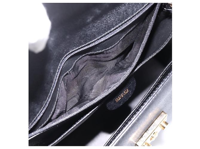 GUCCI Hand Bag Leather 2way Black Gold Tone Auth ep15699V - view 23