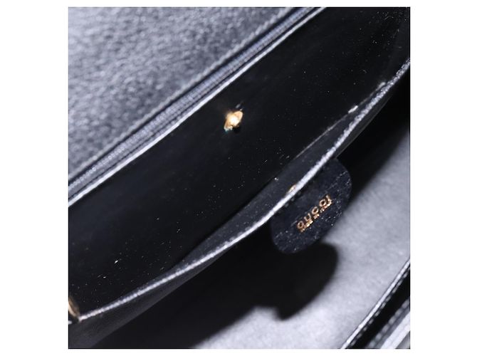 GUCCI Hand Bag Leather 2way Black Gold Tone Auth ep15699V - view 24