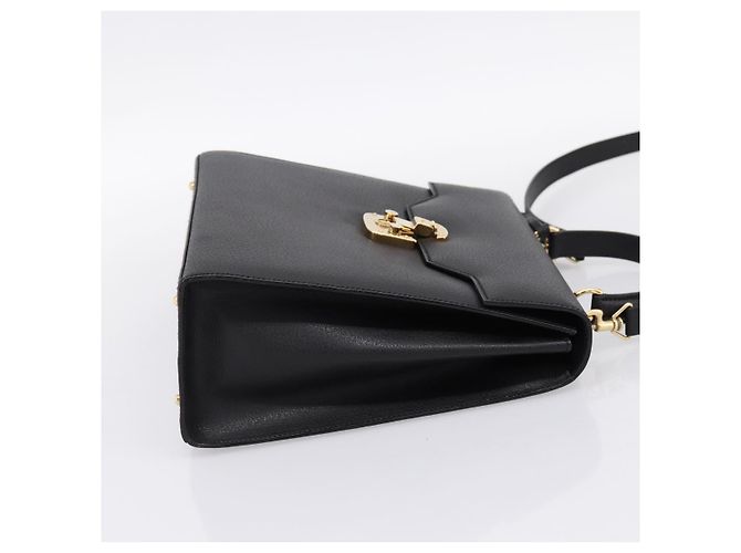 GUCCI Hand Bag Leather 2way Black Gold Tone Auth ep15699V - view 5