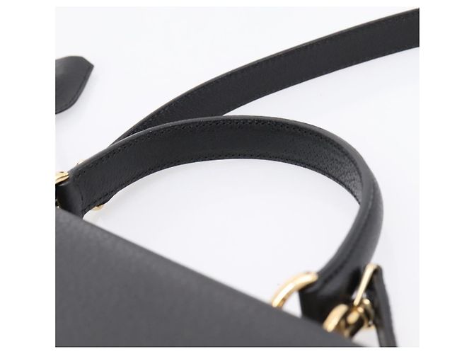 GUCCI Hand Bag Leather 2way Black Gold Tone Auth ep15699V - view 8
