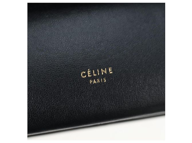 Céline Borsa a tracolla con catena CELINE in pelle nera e oro Auth BA14803V Nero - vista 16