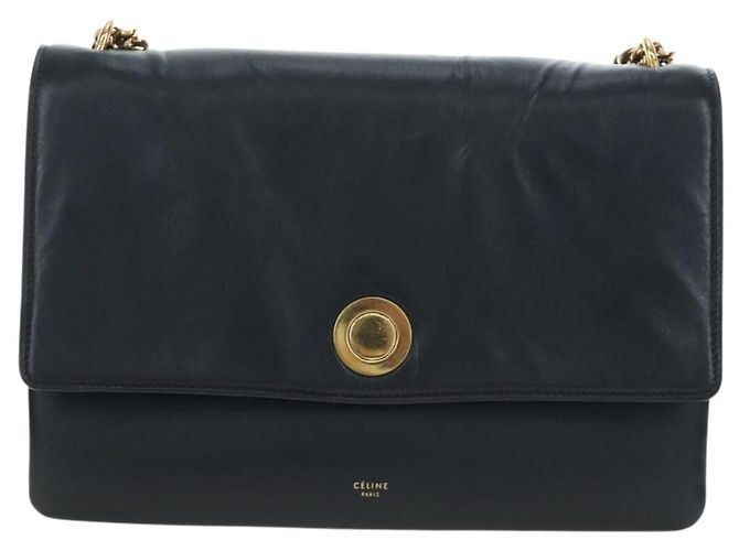 Céline Borsa a tracolla con catena CELINE in pelle nera e oro Auth BA14803V Nero - vista 2