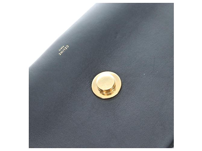 Céline Borsa a tracolla con catena CELINE in pelle nera e oro Auth BA14803V Nero - vista 20