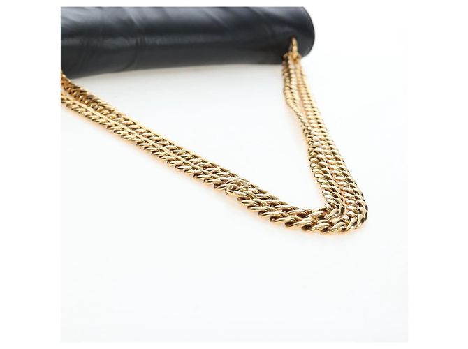 Céline Borsa a tracolla con catena CELINE in pelle nera e oro Auth BA14803V Nero - vista 7
