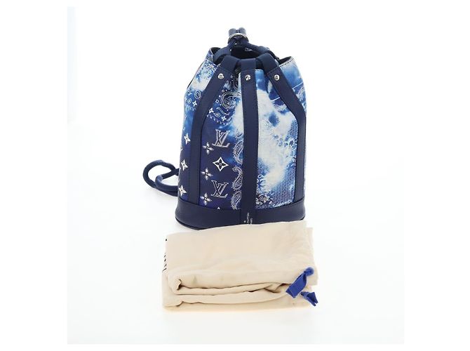 Borsa LOUIS VUITTON Monogram Bandana Randonnee PM Blue M20562 LV Auth 195579M Bianco - vista 12