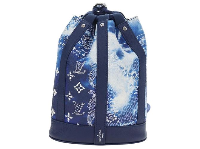 Borsa LOUIS VUITTON Monogram Bandana Randonnee PM Blue M20562 LV Auth 195579M Bianco - vista 13
