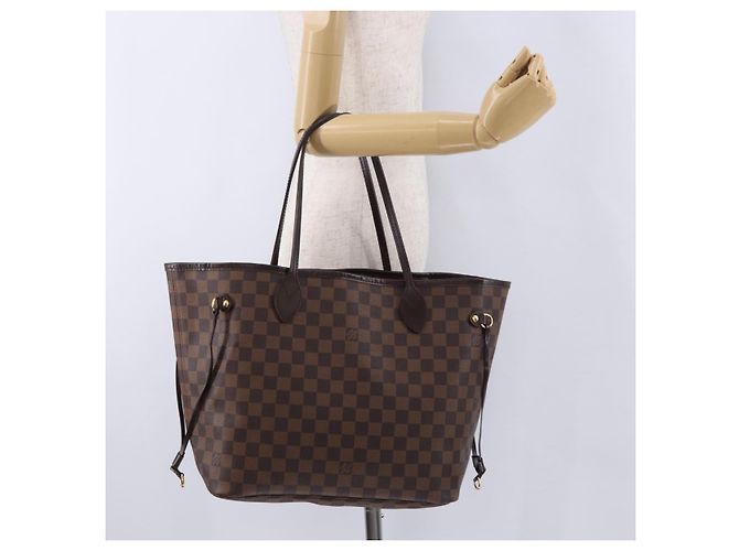 Borsa LOUIS VUITTON Damier Ebene Neverfull MM N51105 LV Auth 195924V - vista 24