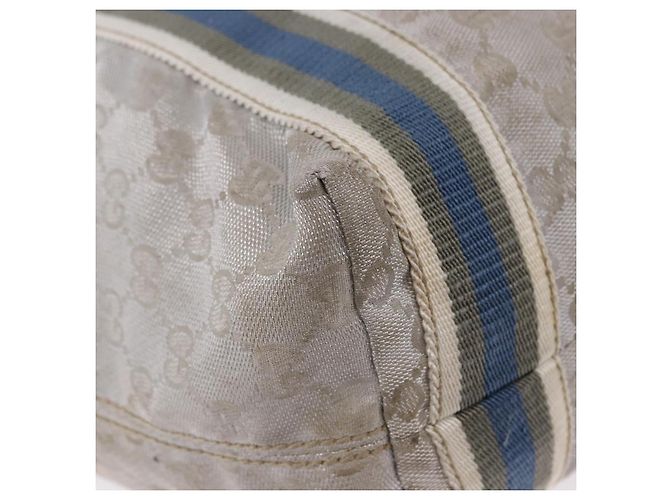 Borsa Tote GUCCI GG Canvas Sherry Line Silver 189669 Auth 196326 Argento - vista 10