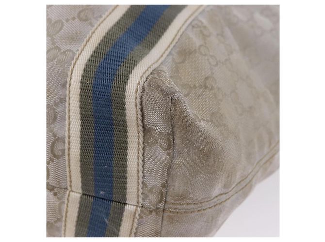Borsa Tote GUCCI GG Canvas Sherry Line Silver 189669 Auth 196326 Argento - vista 11