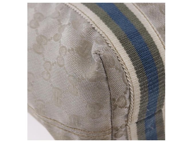 Borsa Tote GUCCI GG Canvas Sherry Line Silver 189669 Auth 196326 Argento - vista 12