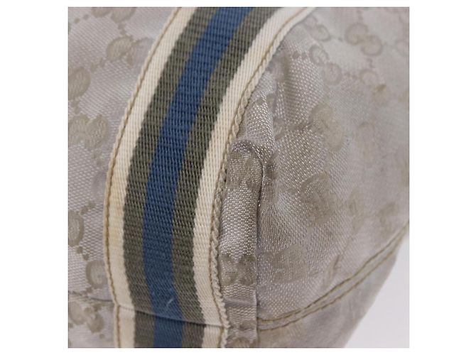 Borsa Tote GUCCI GG Canvas Sherry Line Silver 189669 Auth 196326 Argento - vista 13