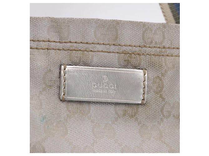Borsa Tote GUCCI GG Canvas Sherry Line Silver 189669 Auth 196326 Argento - vista 14