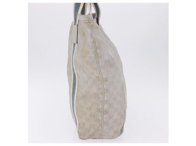 Borsa Tote GUCCI GG Canvas Sherry Line Silver 189669 Auth 196326 Argento - vista 4