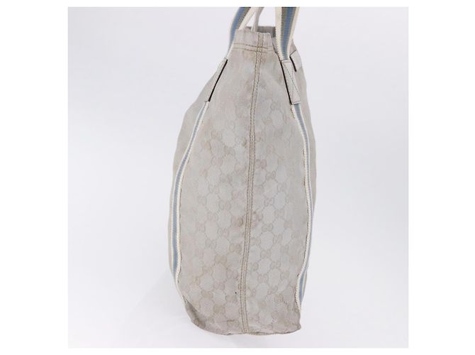 Borsa Tote GUCCI GG Canvas Sherry Line Silver 189669 Auth 196326 Argento - vista 5