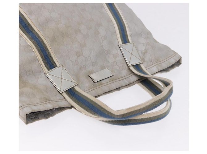 Borsa Tote GUCCI GG Canvas Sherry Line Silver 189669 Auth 196326 Argento - vista 6