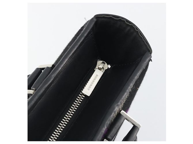 Borsa a mano BURBERRY Nova Check in lana nera argento Auth 198286A Nero - vista 10