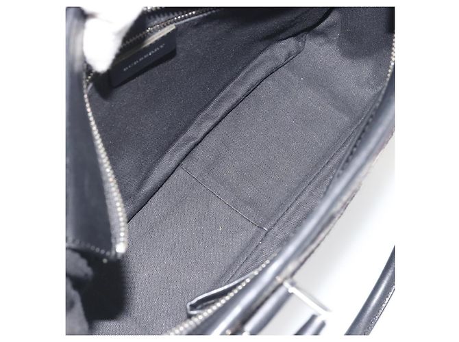 Borsa a mano BURBERRY Nova Check in lana nera argento Auth 198286A Nero - vista 12