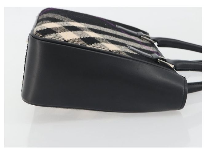 Borsa a mano BURBERRY Nova Check in lana nera argento Auth 198286A Nero - vista 3