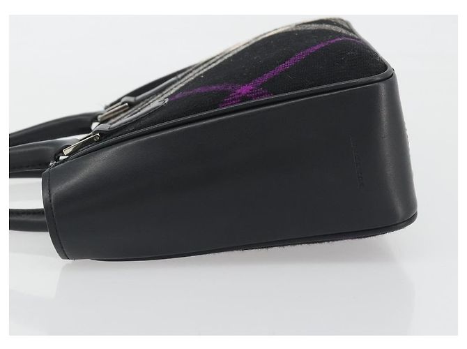 Borsa a mano BURBERRY Nova Check in lana nera argento Auth 198286A Nero - vista 4