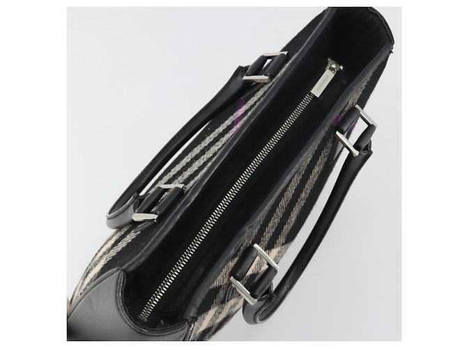 Borsa a mano BURBERRY Nova Check in lana nera argento Auth 198286A Nero - vista 6