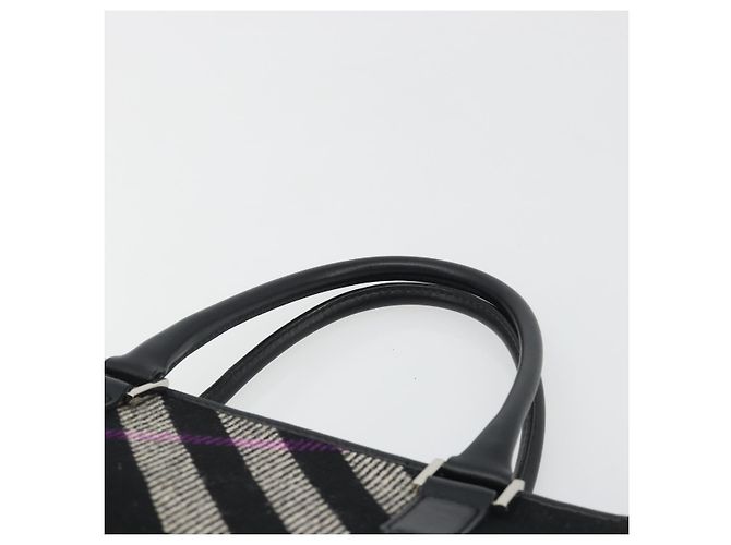 Borsa a mano BURBERRY Nova Check in lana nera argento Auth 198286A Nero - vista 8