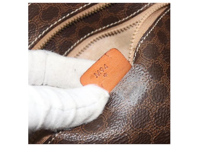 Céline Borsa Tote CELINE Macadam PVC Pelle Marrone Tono Oro Auth BA14994A - vista 12
