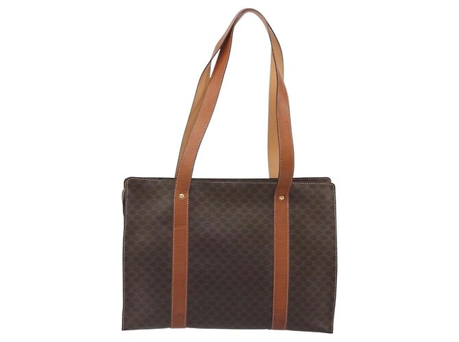 Céline Borsa Tote CELINE Macadam PVC Pelle Marrone Tono Oro Auth BA14994A - vista 2