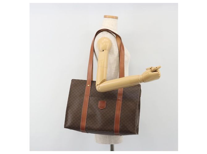 Céline Borsa Tote CELINE Macadam PVC Pelle Marrone Tono Oro Auth BA14994A - vista 24