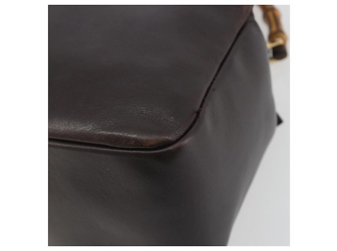 Borsa a mano GUCCI Bamboo in pelle marrone tono oro 000 3444 0575 Auth BA14834 - vista 12