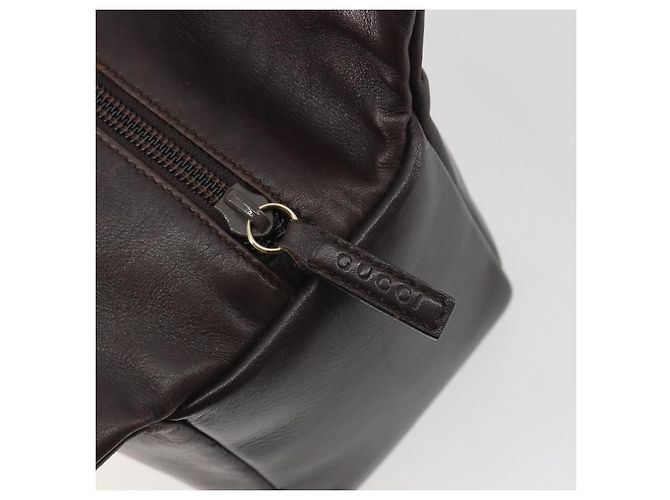 Borsa a mano GUCCI Bamboo in pelle marrone tono oro 000 3444 0575 Auth BA14834 - vista 14