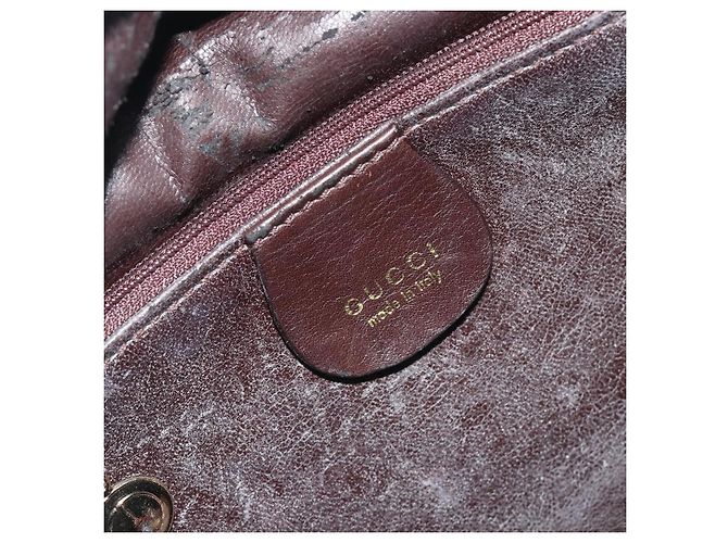 Borsa a mano GUCCI Bamboo in pelle marrone tono oro 000 3444 0575 Auth BA14834 - vista 15