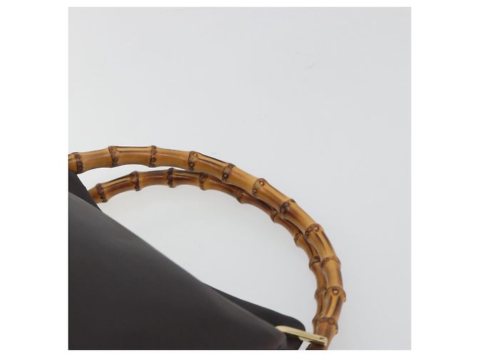 Borsa a mano GUCCI Bamboo in pelle marrone tono oro 000 3444 0575 Auth BA14834 - vista 8