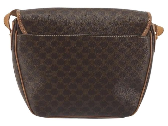 Céline Borsa a tracolla CELINE Macadam Canvas PVC Leather Brown Gold Auth 198697 Marrone D'oro - vista 2