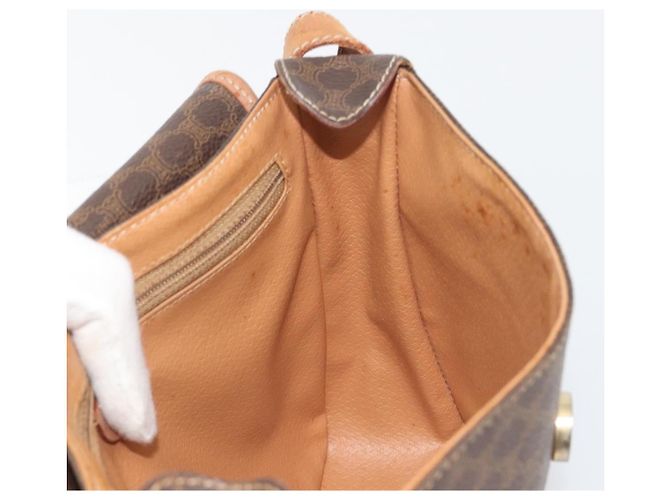 Céline Borsa a tracolla CELINE Macadam Canvas PVC Leather Brown Gold Auth 198697 Marrone D'oro - vista 20