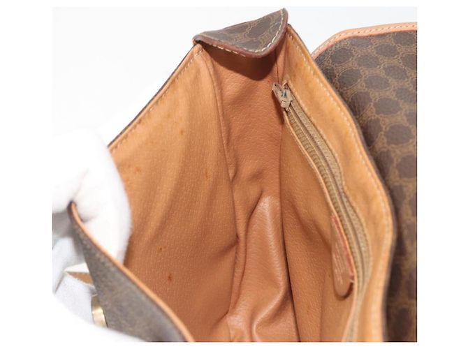 Céline Borsa a tracolla CELINE Macadam Canvas PVC Leather Brown Gold Auth 198697 Marrone D'oro - vista 21