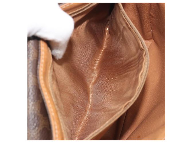 Céline Borsa a tracolla CELINE Macadam Canvas PVC Leather Brown Gold Auth 198697 Marrone D'oro - vista 23