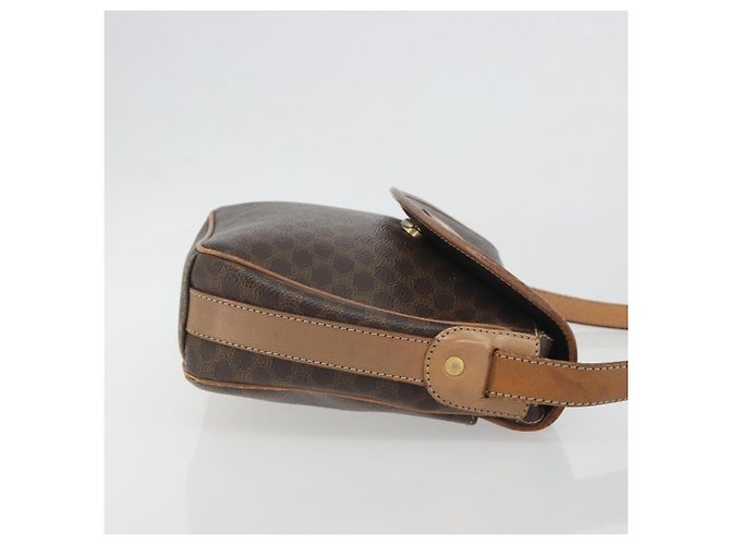 Céline Borsa a tracolla CELINE Macadam Canvas PVC Leather Brown Gold Auth 198697 Marrone D'oro - vista 3