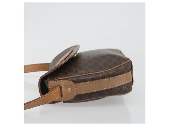 Céline Borsa a tracolla CELINE Macadam Canvas PVC Leather Brown Gold Auth 198697 Marrone D'oro - vista 4