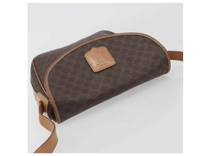 Céline Borsa a tracolla CELINE Macadam Canvas PVC Leather Brown Gold Auth 198697 Marrone D'oro - vista 6