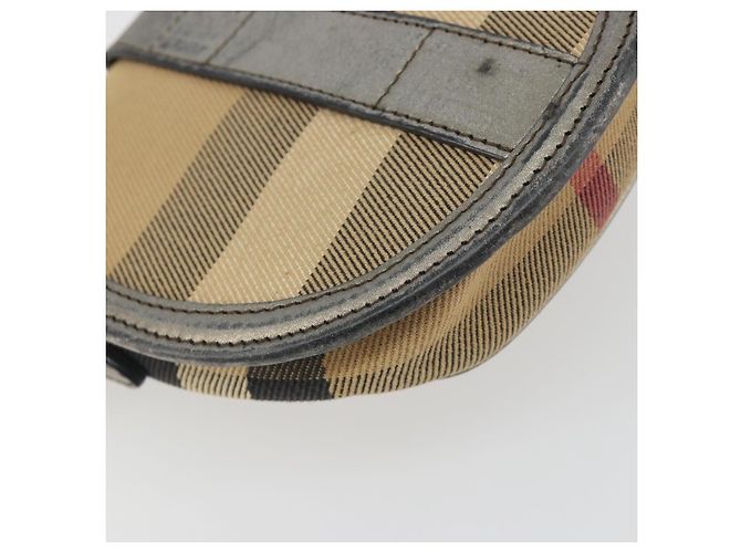 Borsa a tracolla BURBERRY Nova Check Canvas Beige Silver Auth BA14969 Argento - vista 16