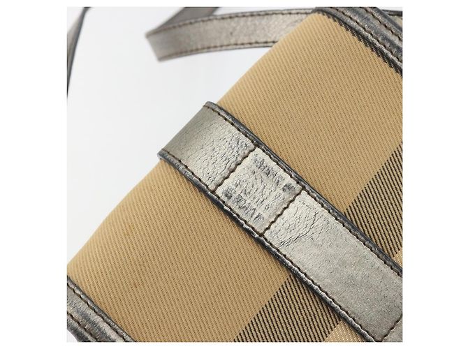 Borsa a tracolla BURBERRY Nova Check Canvas Beige Silver Auth BA14969 Argento - vista 17