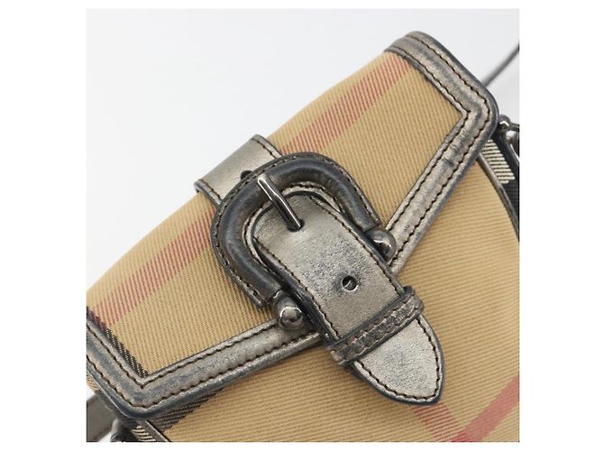 Borsa a tracolla BURBERRY Nova Check Canvas Beige Silver Auth BA14969 Argento - vista 18