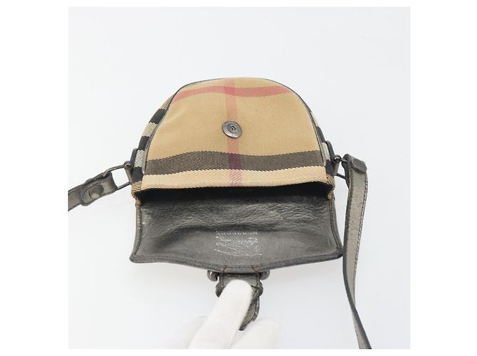 Borsa a tracolla BURBERRY Nova Check Canvas Beige Silver Auth BA14969 Argento - vista 19