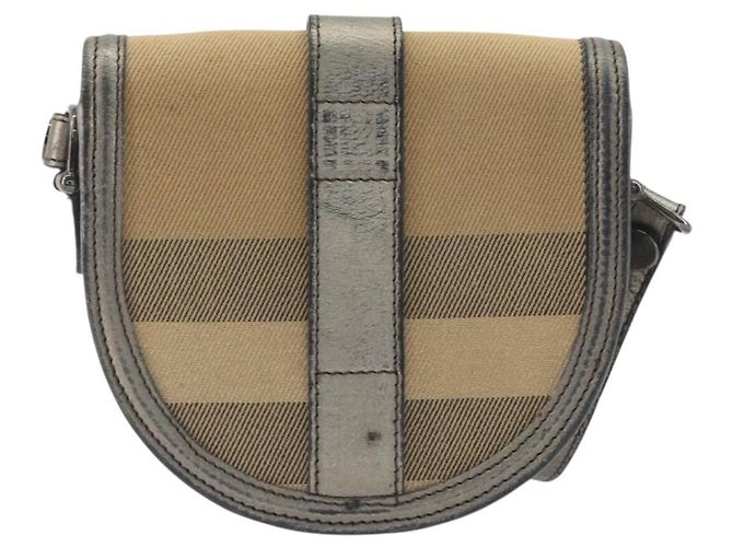 Borsa a tracolla BURBERRY Nova Check Canvas Beige Silver Auth BA14969 Argento - vista 2